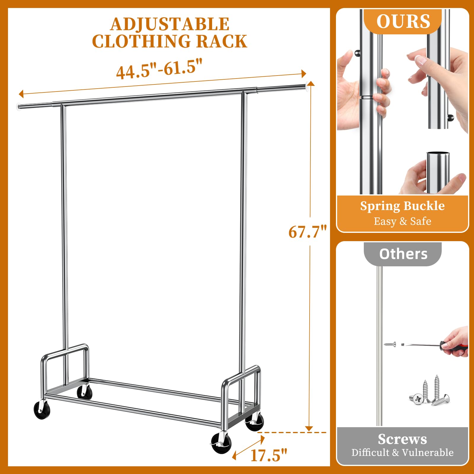 Simple Trending rack shown with storage area for organizing clothing and accessories.