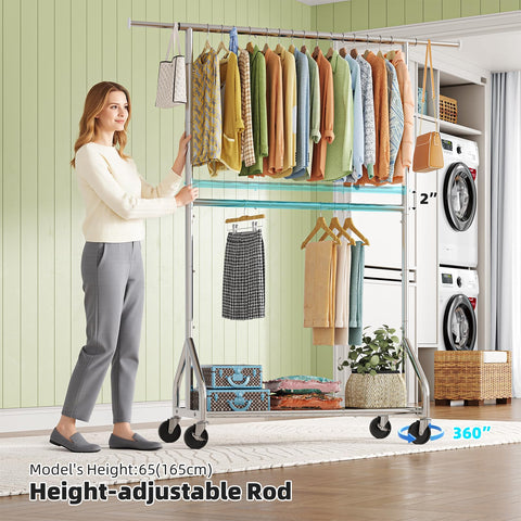 Simple Trending heavy duty clothes rack triangular base for stability during use.