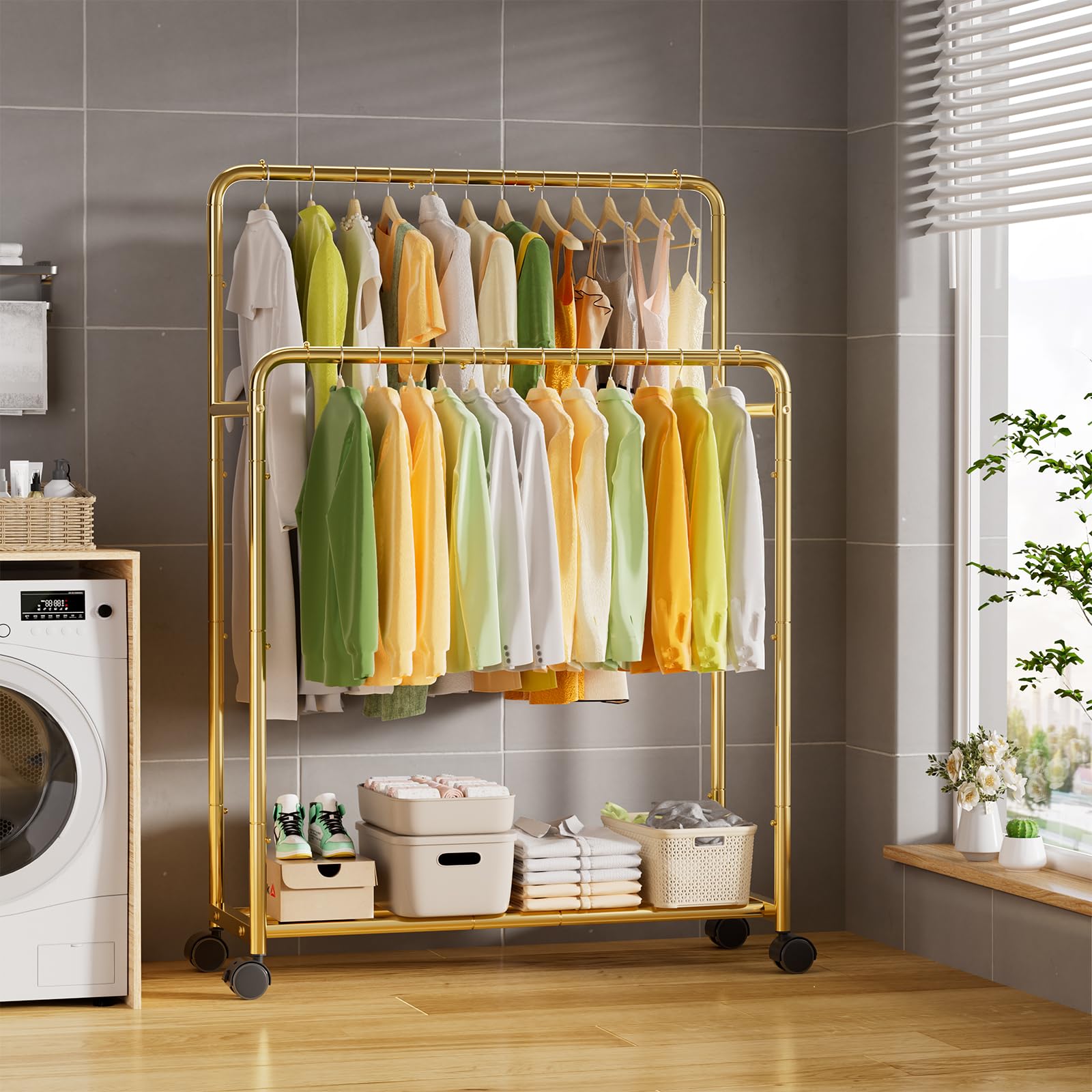 Simple Trending heavy-duty steel construction supports coats and accessories securely.