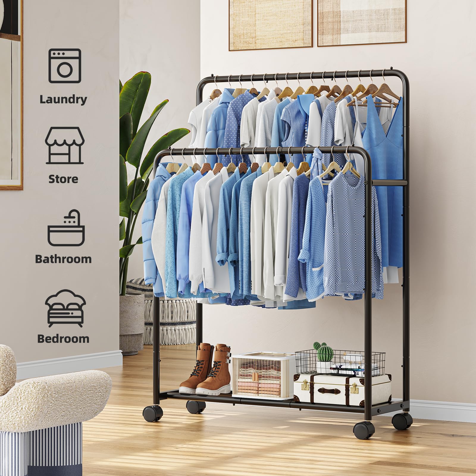 Simple Trending black metal coat rack designed for sturdy, durable use.