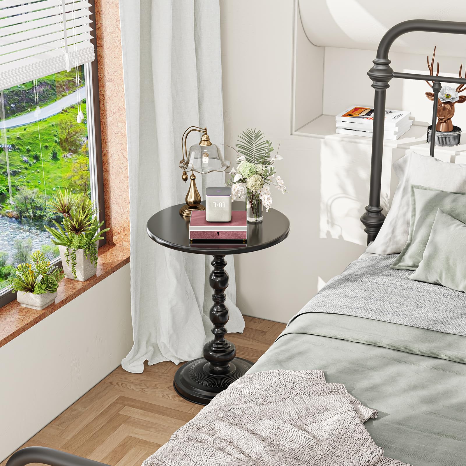 Simple Trending metal table features rust-resistant coating for durable daily use.