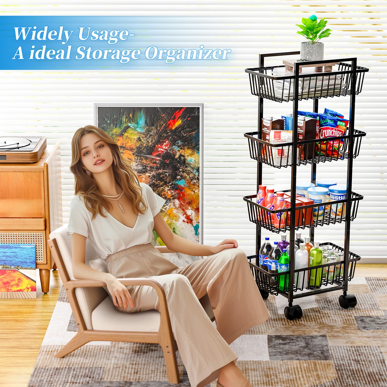 Simple Trending metal wire cart highlighting sturdy frame ideal for heavy items.