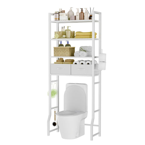 Simple Trending over-the-toilet storage with drawers keeps bathroom clutter organized