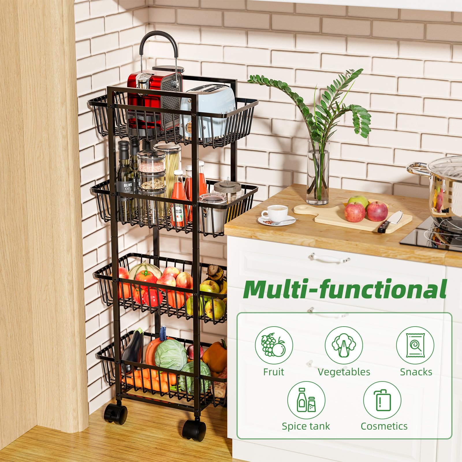 Simple Trending rolling cart suitable for pantry, bathroom, or living areas.