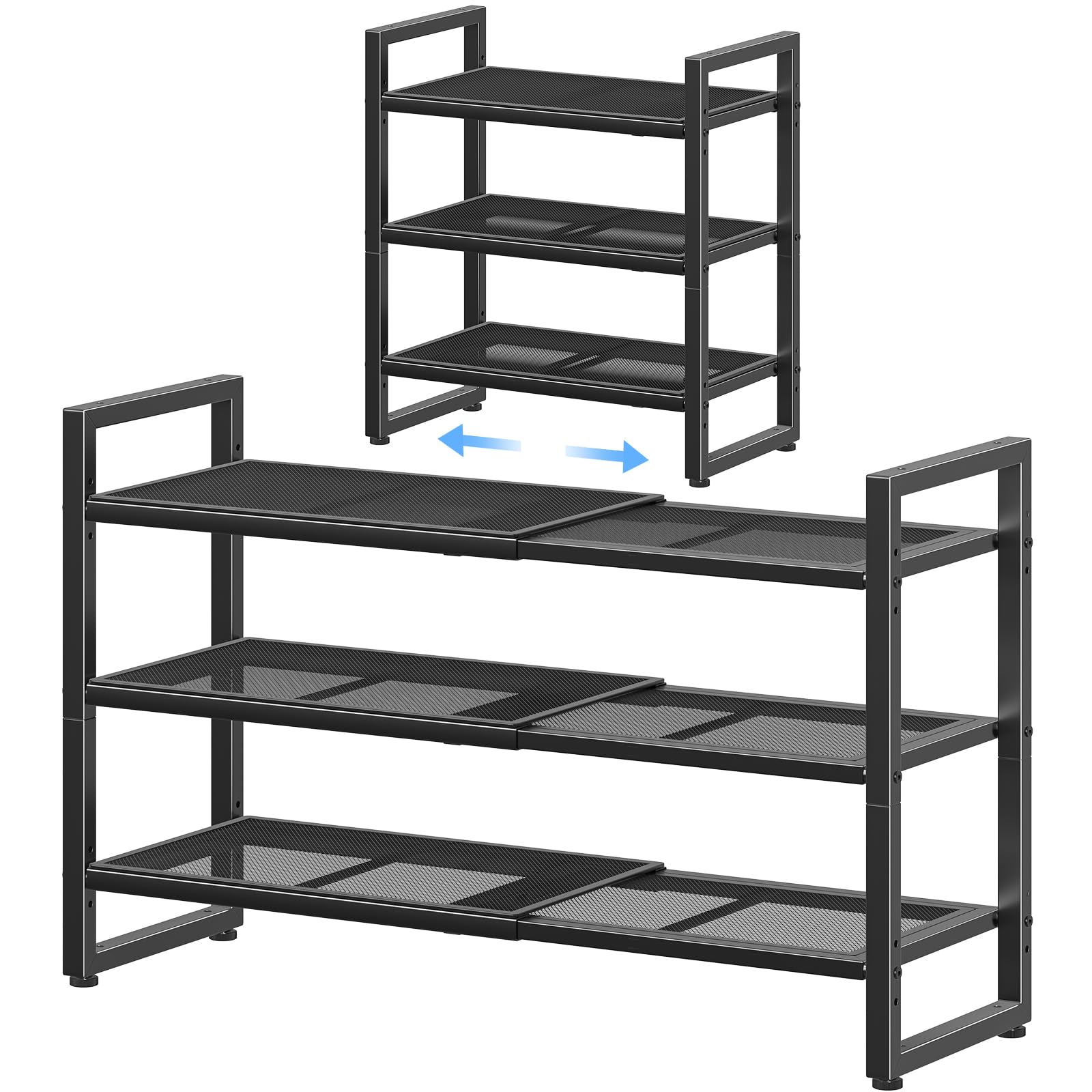 Simple Trending 3-tier expandable shoe rack extended to hold 12 pairs.