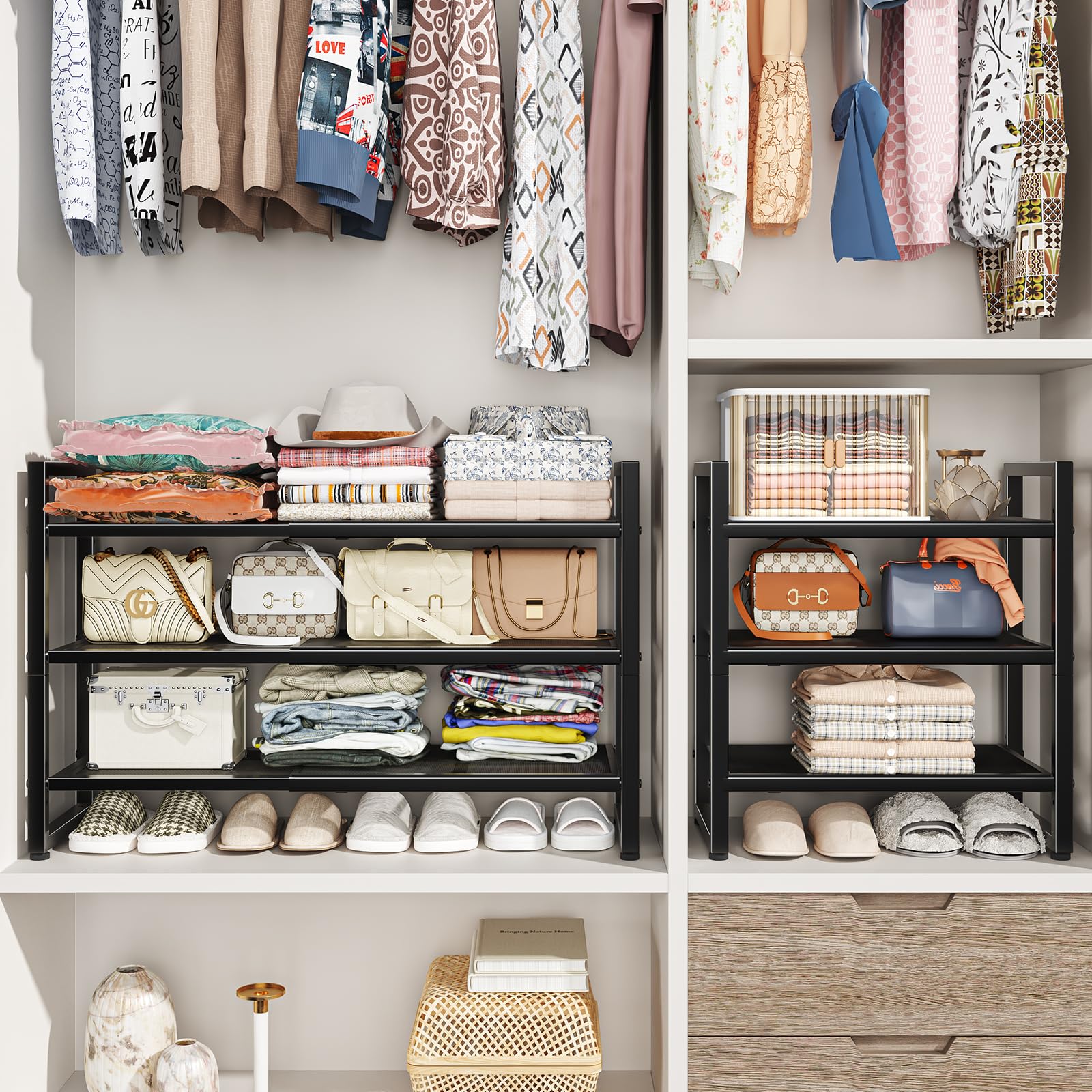 Simple Trending adjustable feet help balance the rack on uneven surfaces.