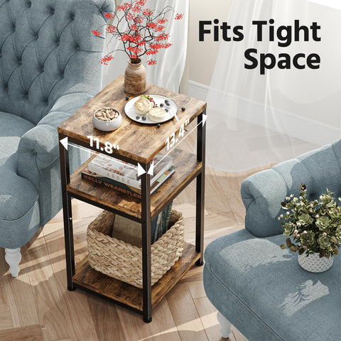Simple Trending side table three-tier open shelves for display and organization