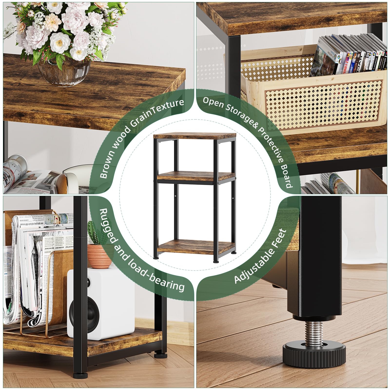 Simple Trending side table adjustable feet pads protect floors and balance on uneven surfaces