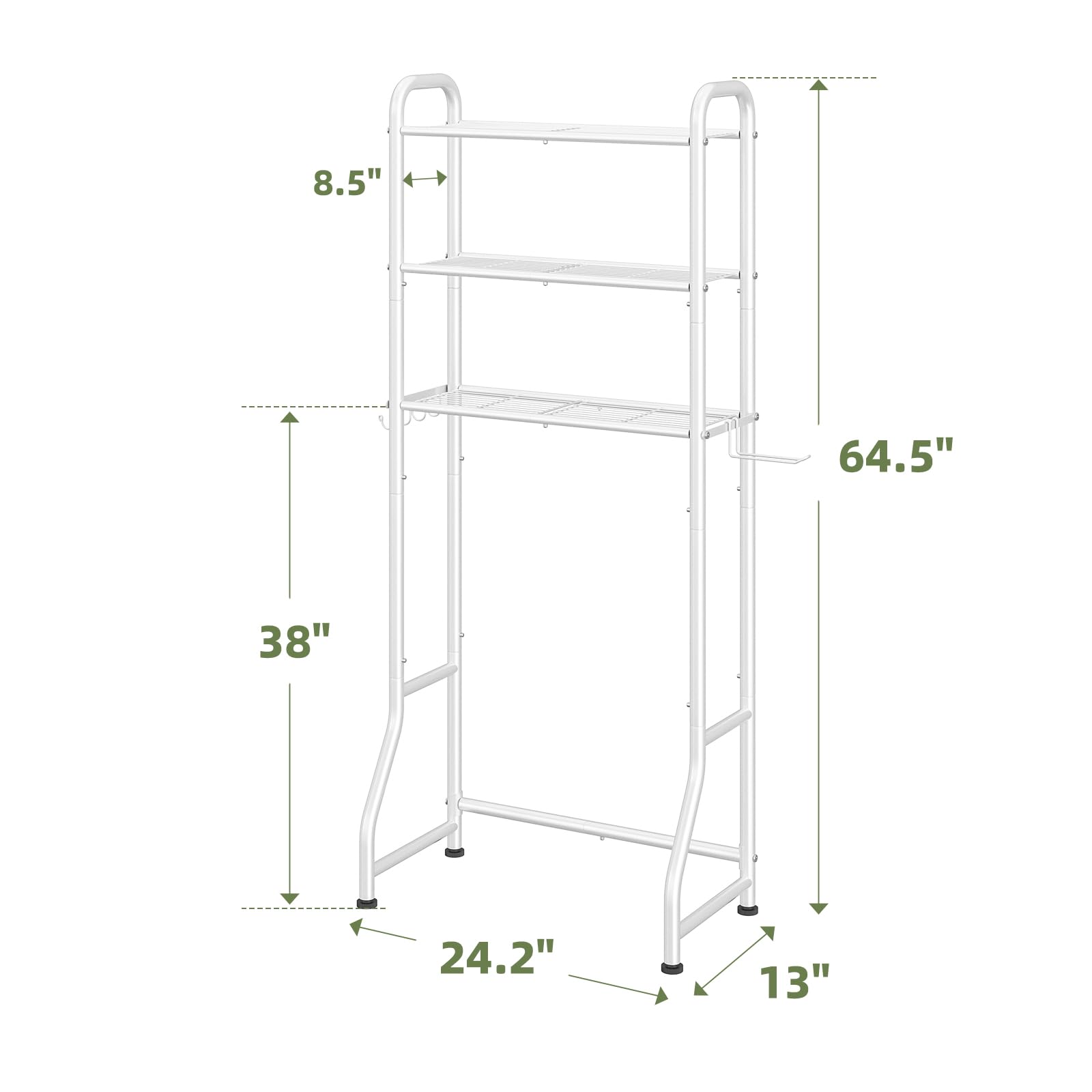 Simple Trending space-saving unit frees cabinet space above the toilet.