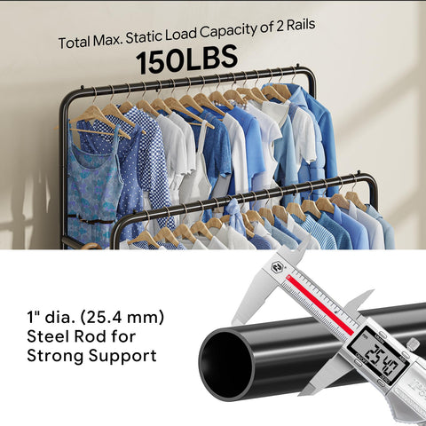 Simple Trending space-saving rack with high and low bars for closets.