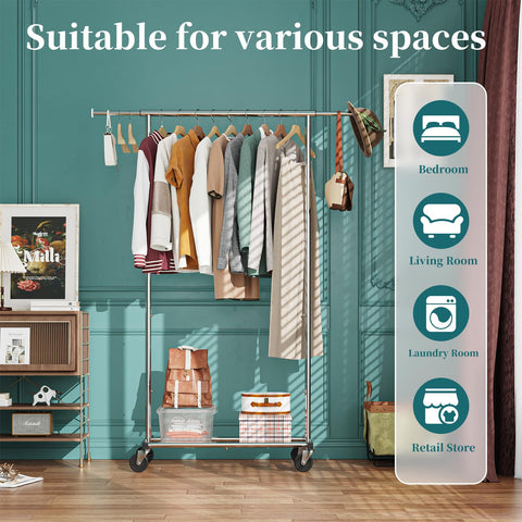 Simple Trending rack side view highlights chrome finish and sturdy frame.
