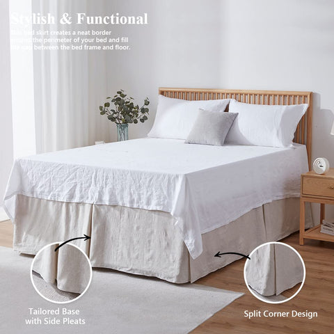 Simple&Opulence Bed Skirt in White showcases clean, crisp bedding look
