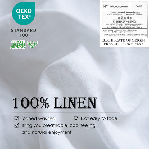 Close-up of the hidden button closure on Simple&Opulence linen duvet cover king white.