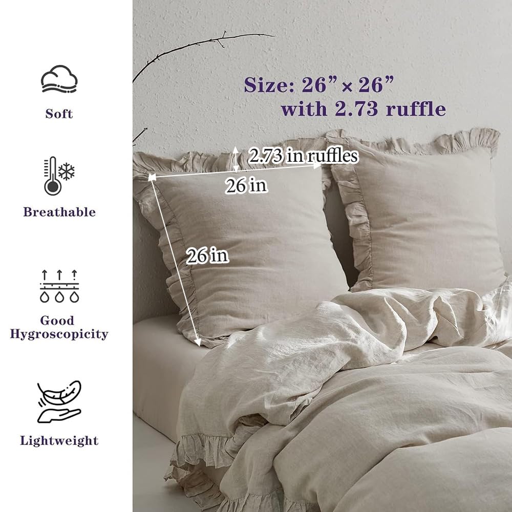 Simple&Opulence linen euro sham cover on bed adds elegant texture to bedding