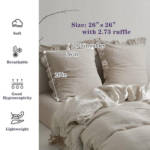Simple&Opulence linen euro sham cover on bed adds elegant texture to bedding