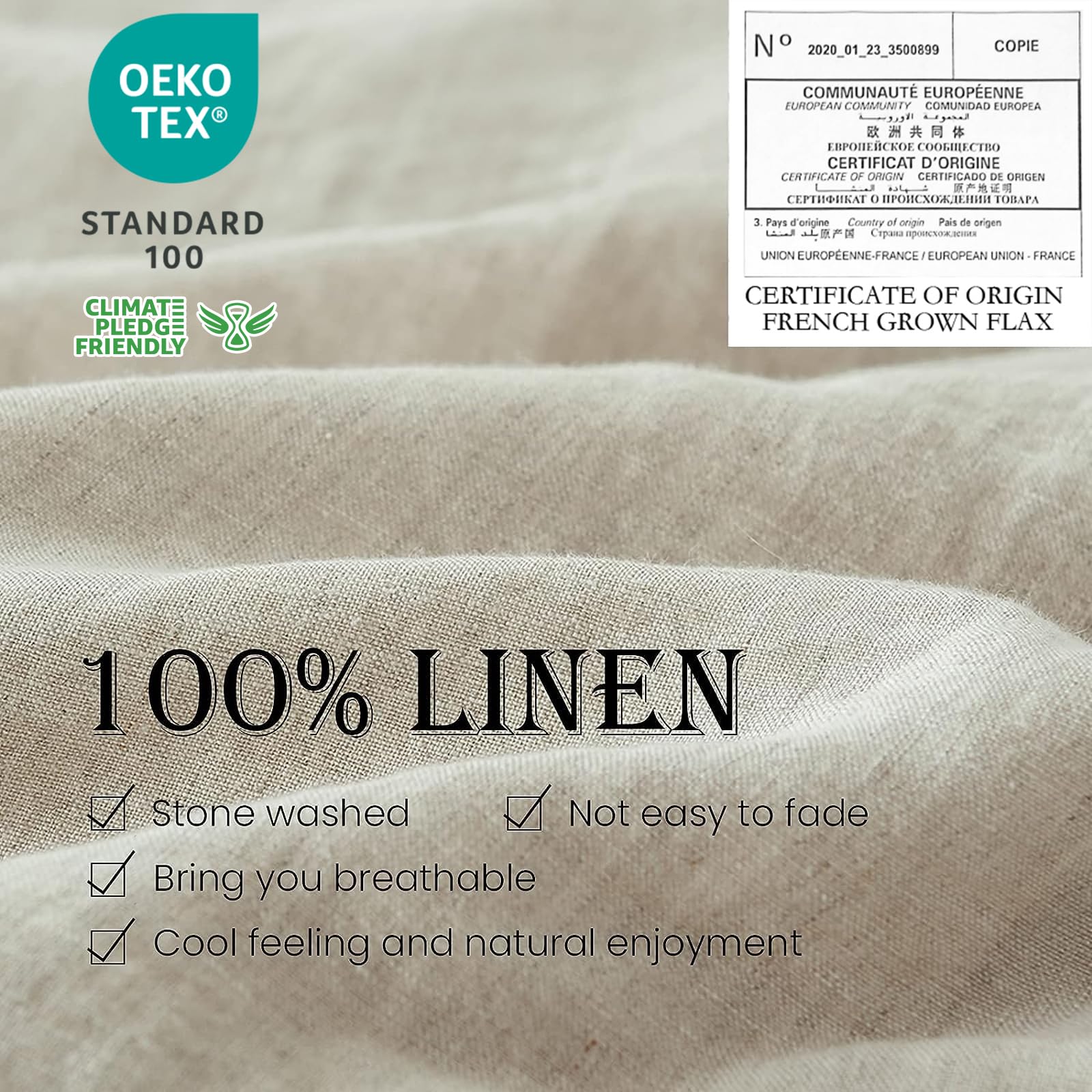 Simple&Opulence linen closeup highlights natural texture and luxurious softness