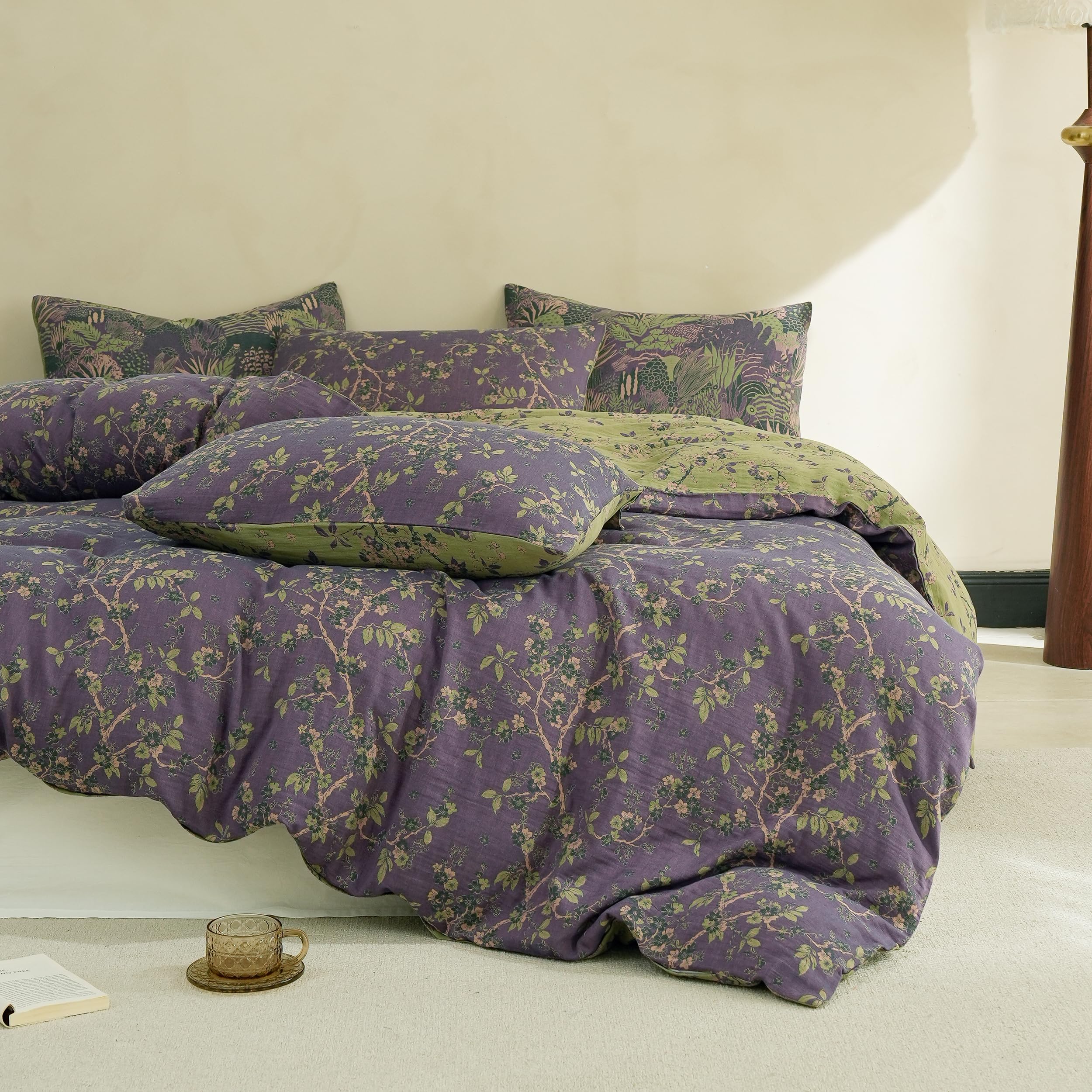 Simple&Opulence queen duvet cover in soft muslin cotton with breathable texture for year-round comfort.