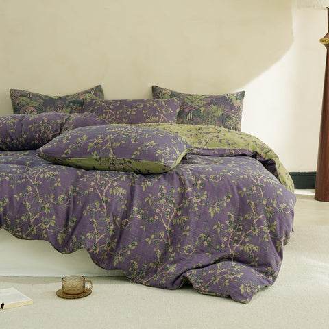 Simple&Opulence queen duvet cover in soft muslin cotton with breathable texture for year-round comfort.
