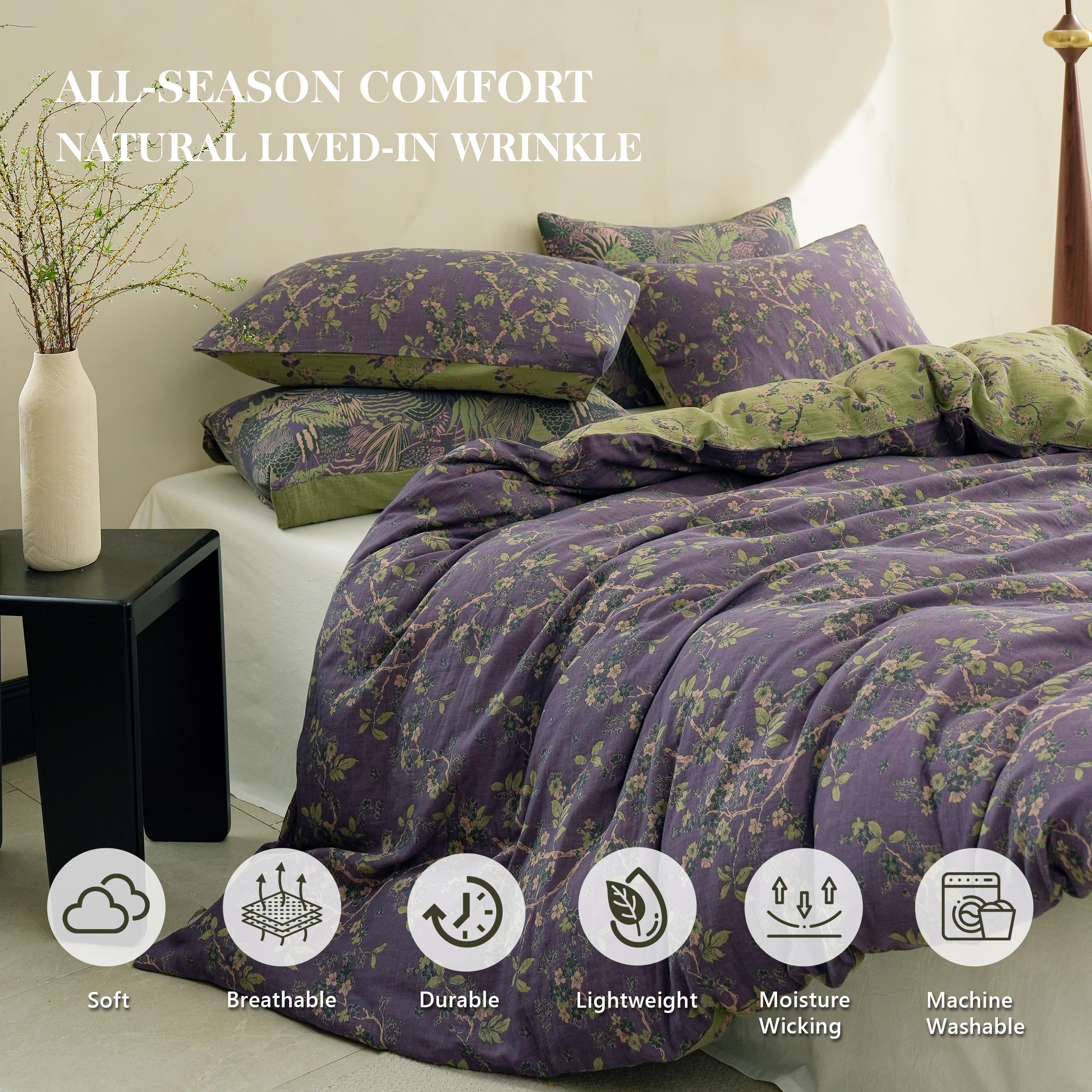Reversible floral jacquard design showing two looks in one Simple&Opulence set.