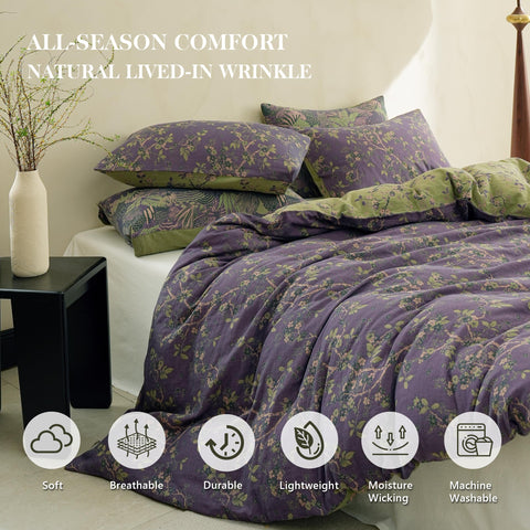 Reversible floral jacquard design showing two looks in one Simple&Opulence set.