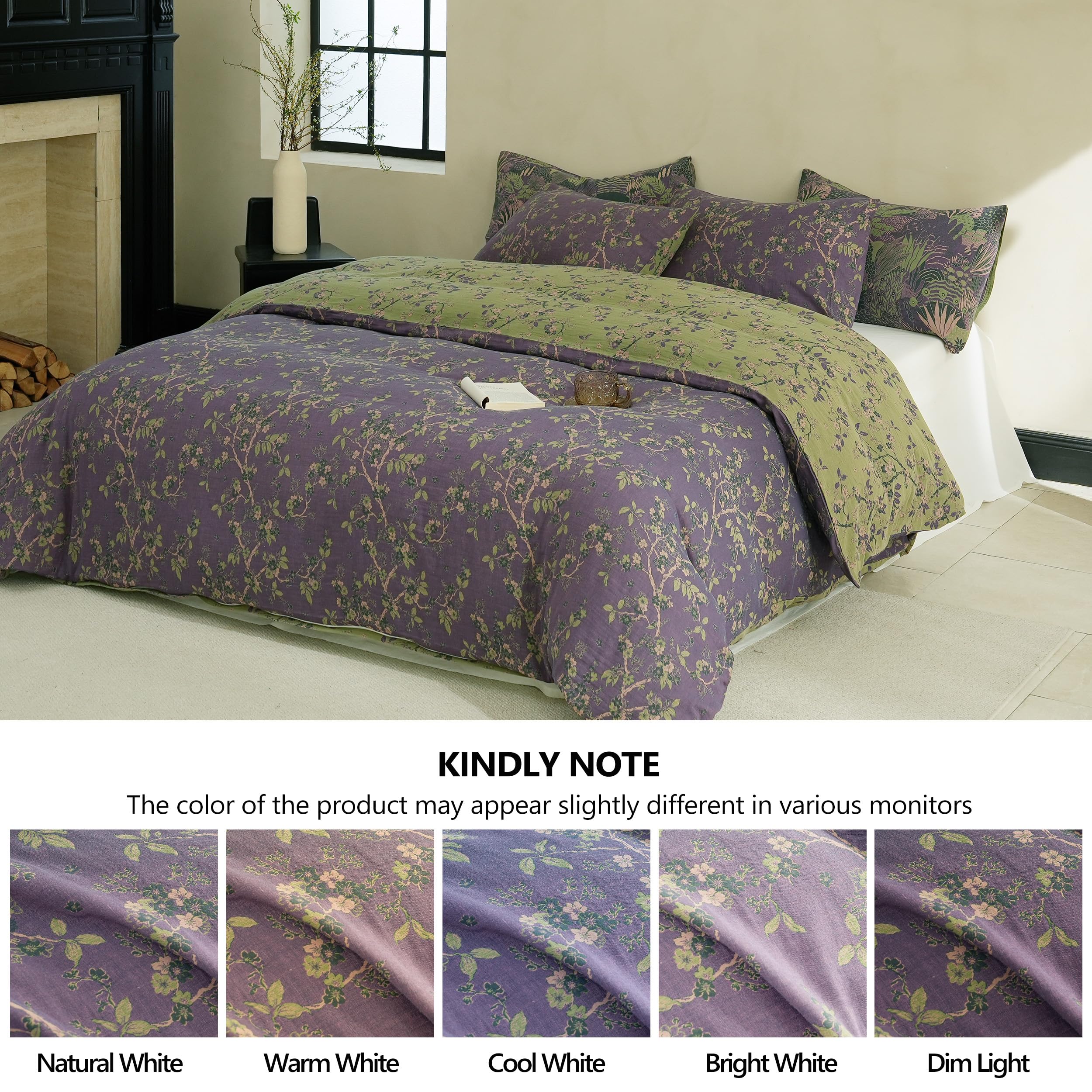 Textured jacquard detail adds vintage charm to the duvet cover surface.