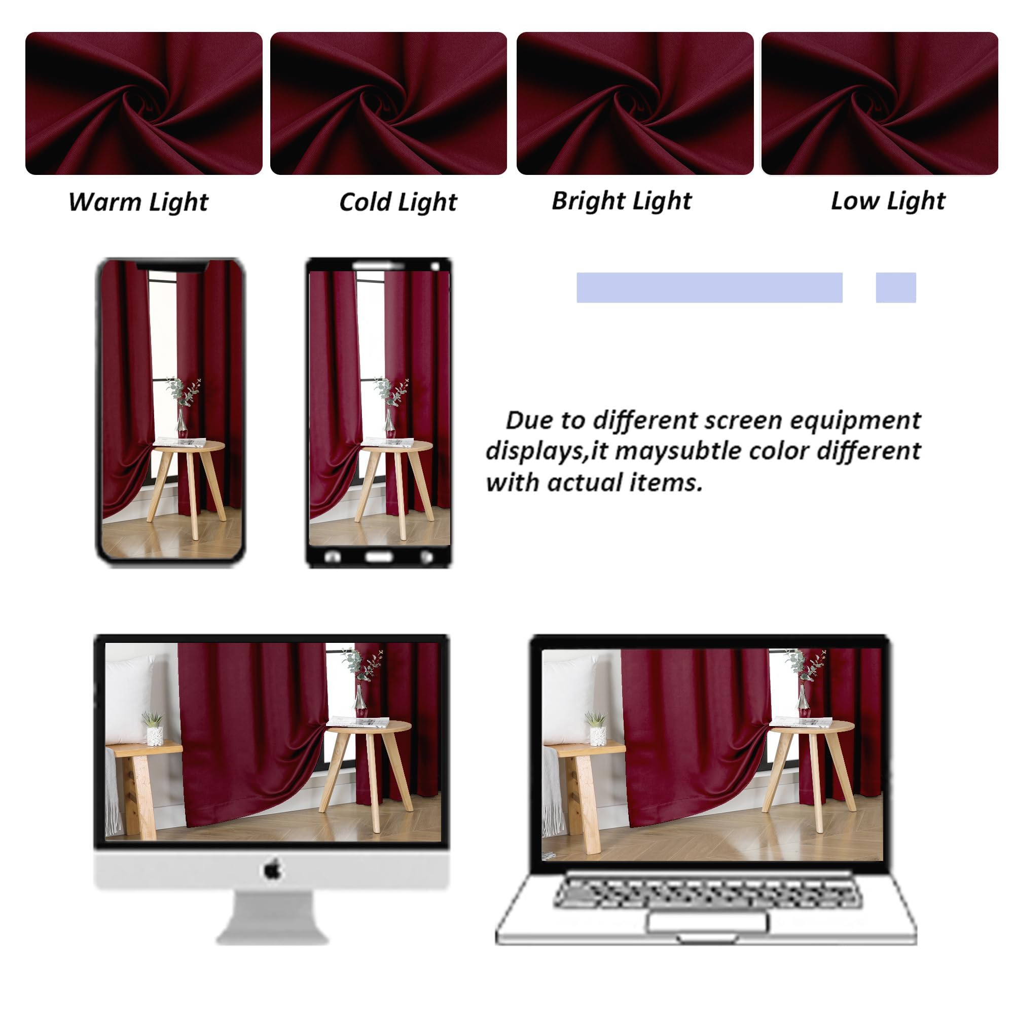 Simplebrand Ava Burgundy two-panel set provides balanced coverage for standard windows