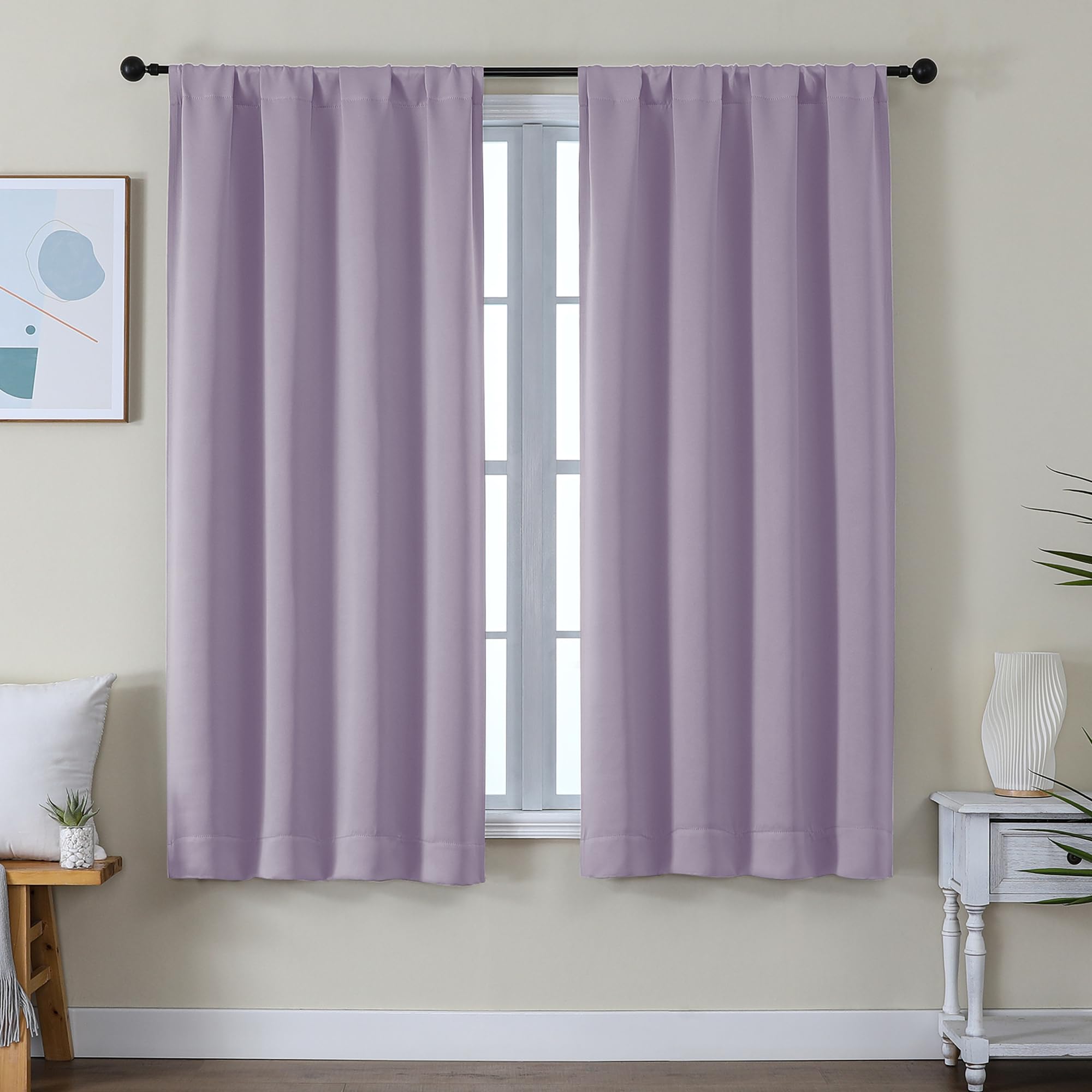 Simplebrand Ava Lilac blackout curtains full view for privacy and style