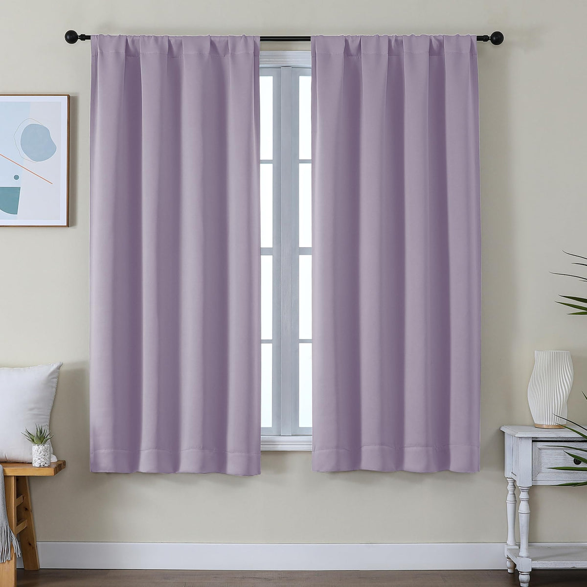 Simplebrand Ava Lilac blackout curtains full view for privacy and style