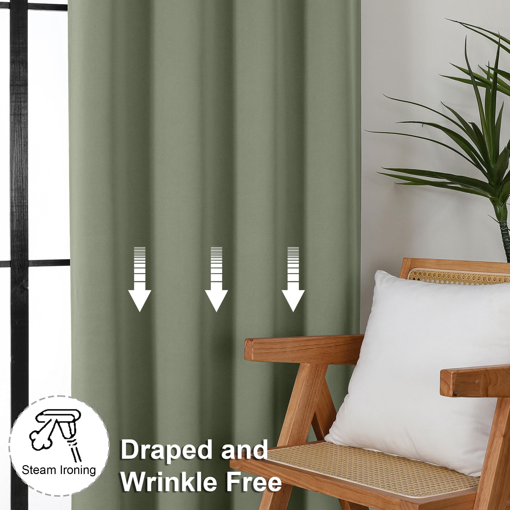 Machine washable Simplebrand Ava sage green curtains for easy care