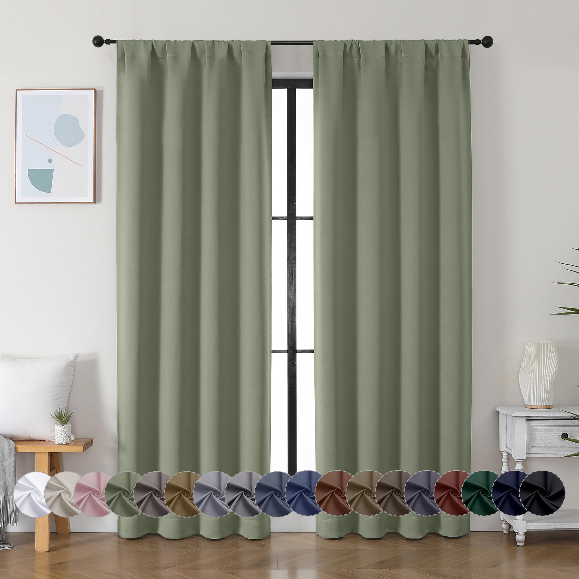 Simplebrand Ava Sage Green curtains pair enhances privacy and style in any room