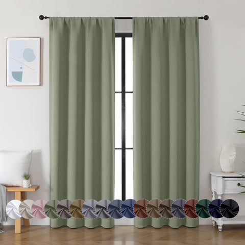 Simplebrand Ava Sage Green curtains pair enhances privacy and style in any room