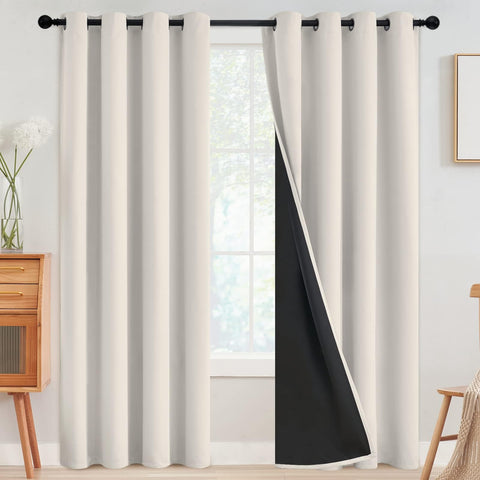 SimpleHome 100% blackout curtains in cream blocking light for better daytime naps