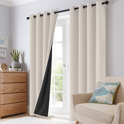SimpleHome machine washable cream curtains for easy care and quick refresh