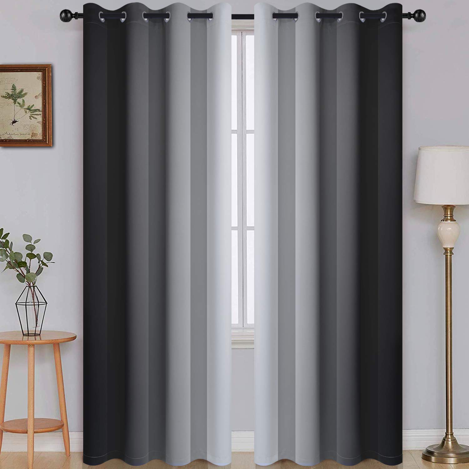 SimpleHome Ombre curtains fabric close-up showing thick blackout material for privacy