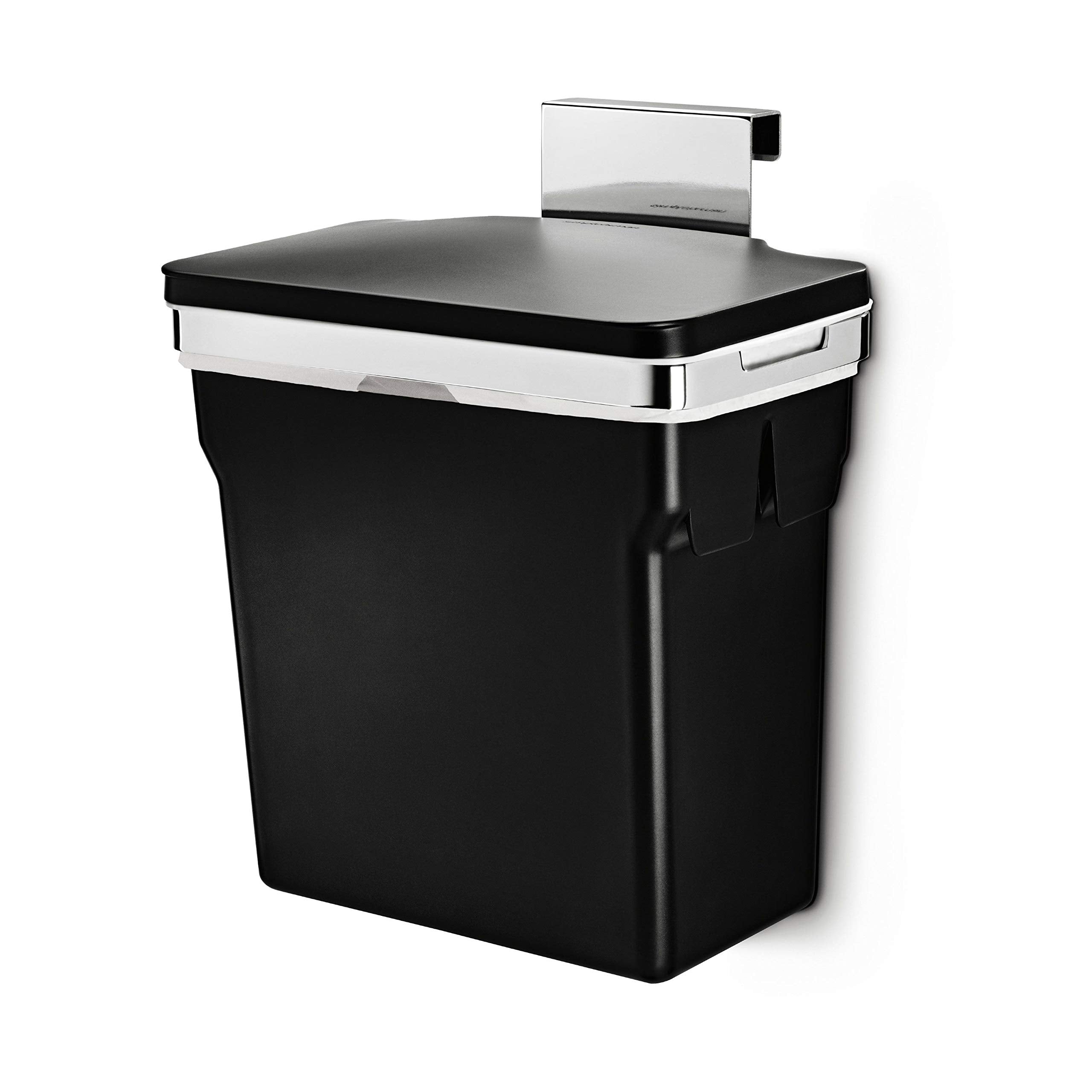 Simplehuman 10L in-cabinet bin with black heavy-duty steel frame for secure door mounting