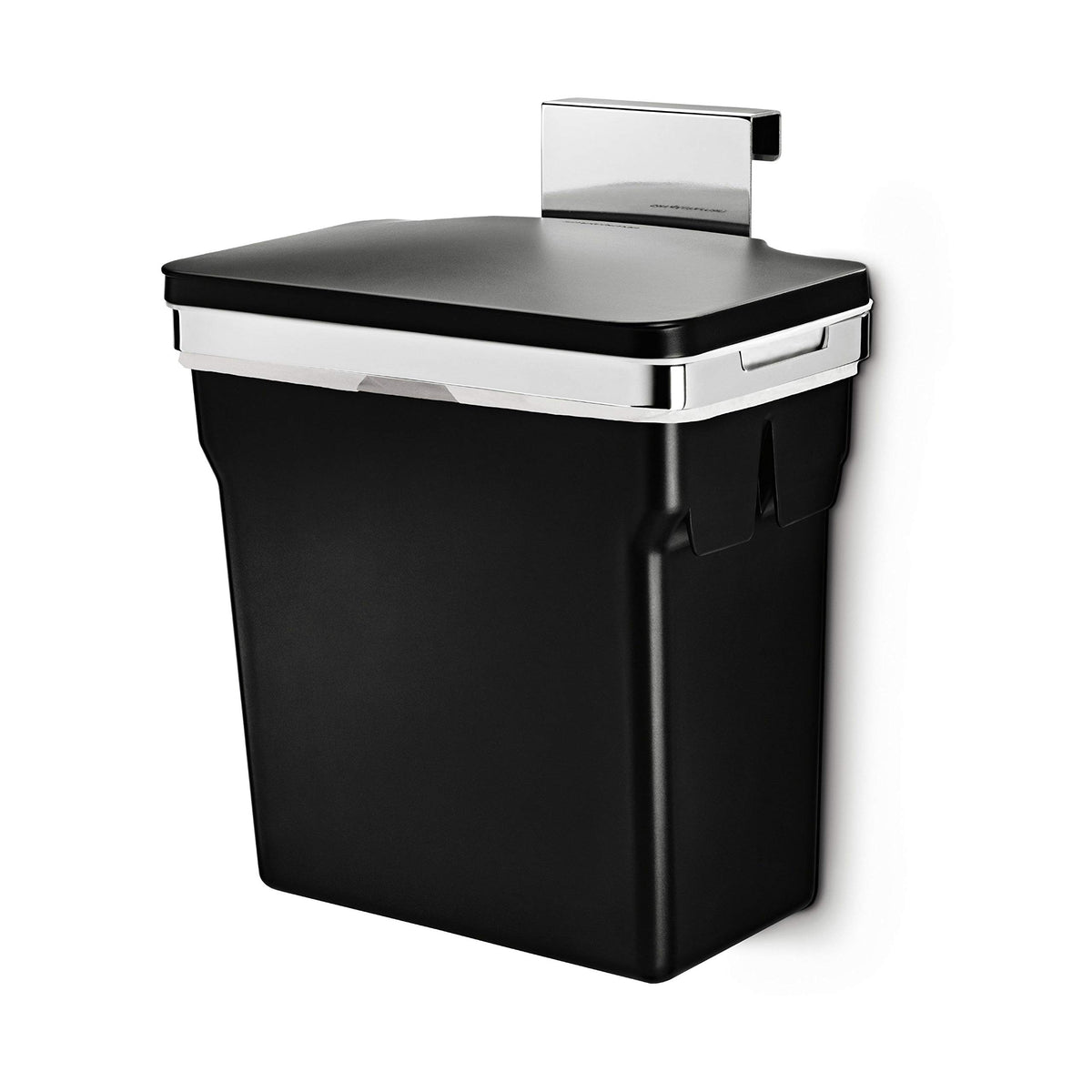 Simplehuman 10L in-cabinet bin with black heavy-duty steel frame for secure door mounting