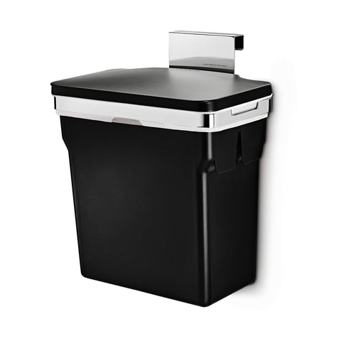 Simplehuman 10L in-cabinet bin with black heavy-duty steel frame for secure door mounting