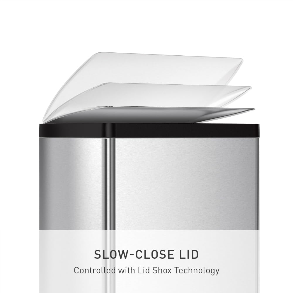 simplehuman 38L internal hinge enables flush wall placement