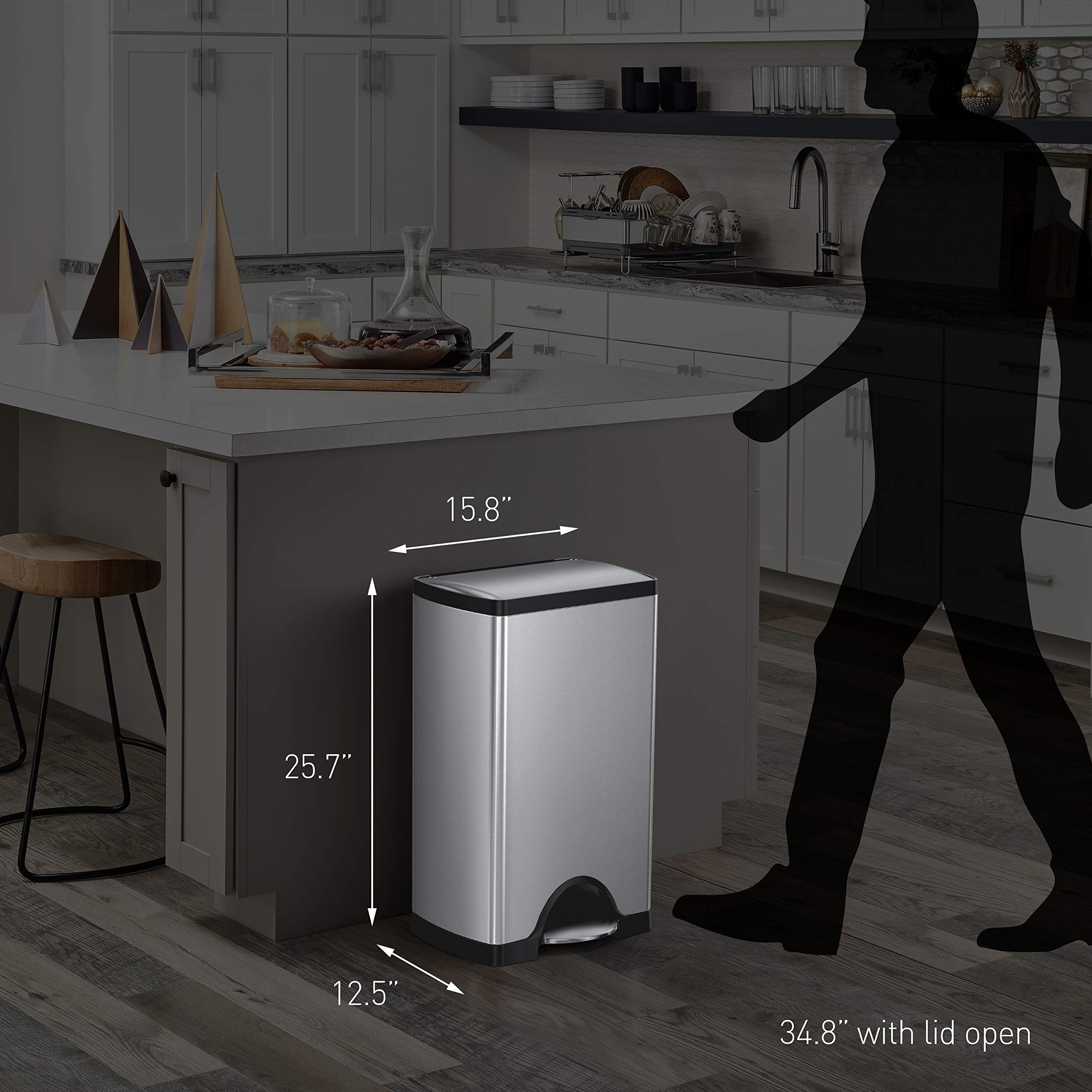simplehuman 38L non-skid base keeps the can steady