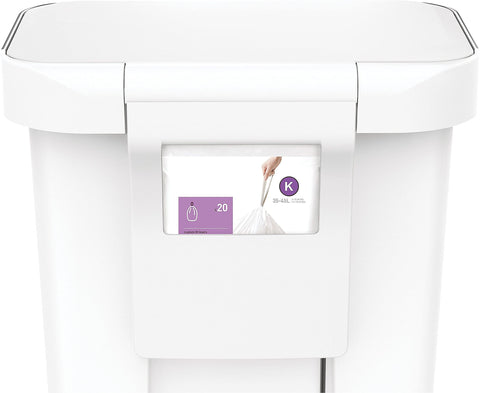 simplehuman rectangular trash can front view showing soft-close lid