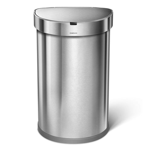 Simplehuman 45L sensor area enabling touch-free lid operation.