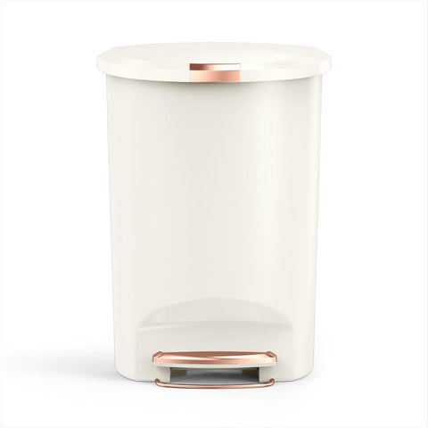 simplehuman 50L kitchen trash can with a flat back fits flush against walls for space saving