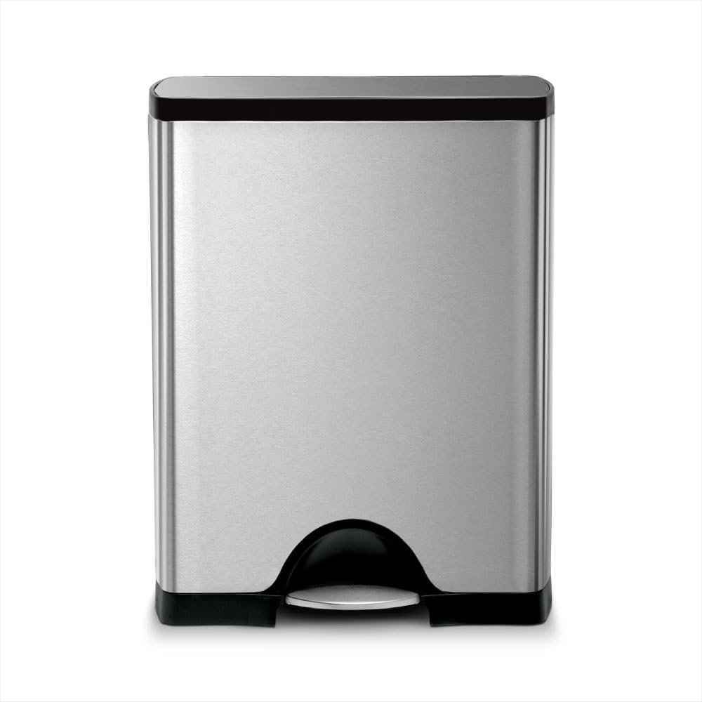 simplehuman 50l rectangular trash can in brushed stainless steel for space-saving placement