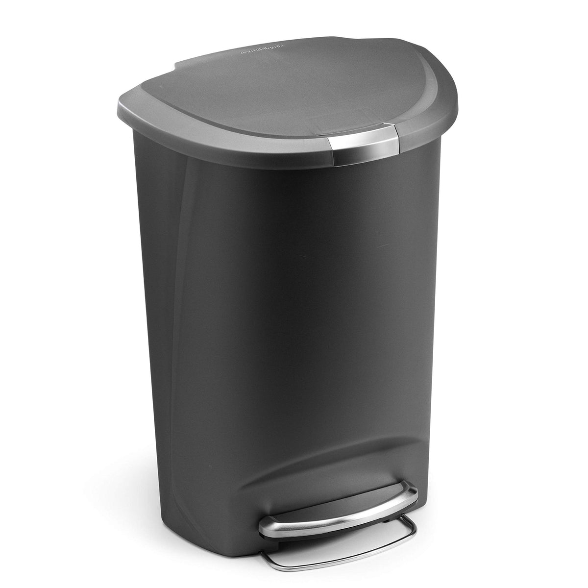 simplehuman 50L semi-round trash can front view for busy kitchens
