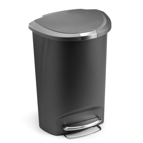 simplehuman 50L semi-round trash can front view for busy kitchens