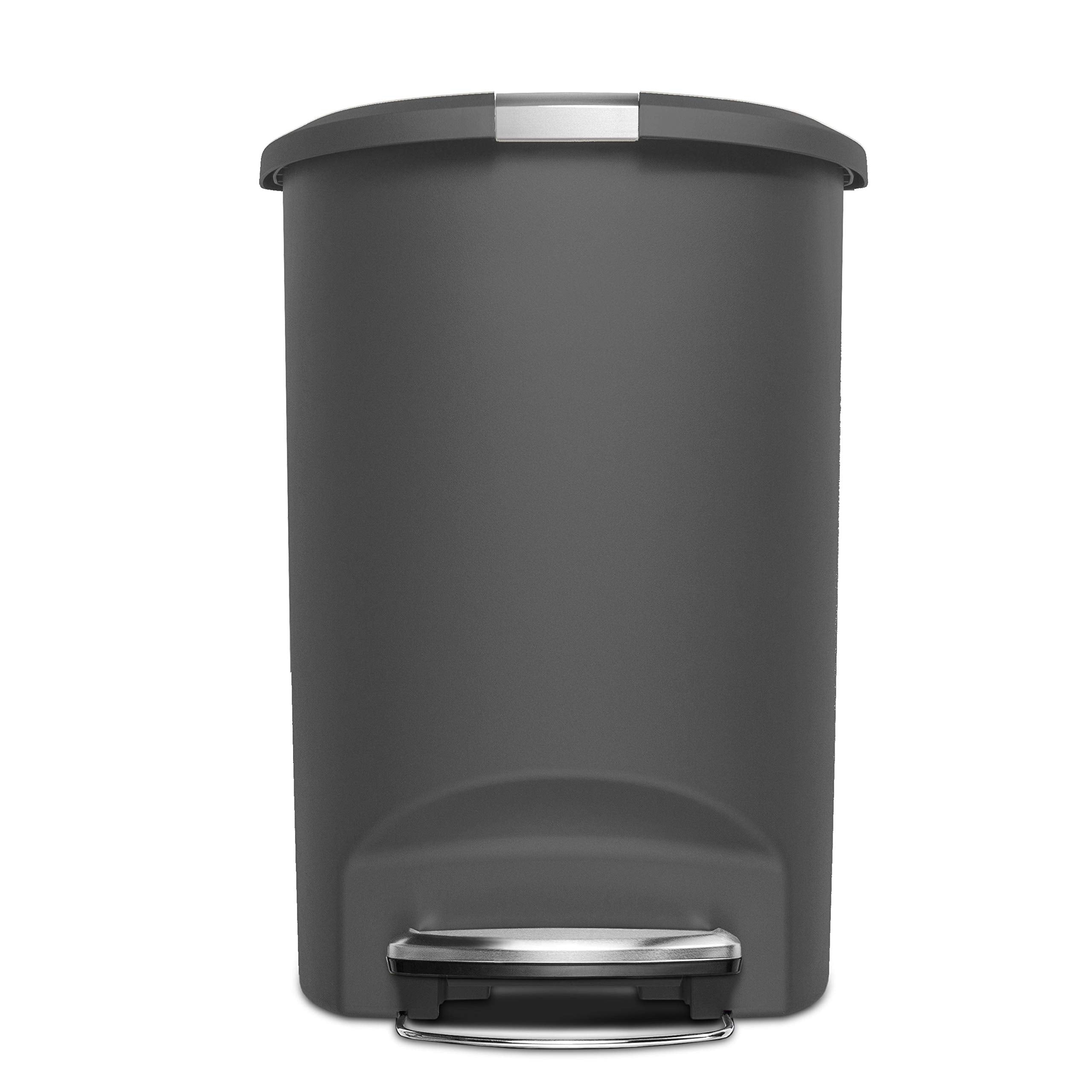simplehuman 50L trash can slide lock keeps lid secure for households