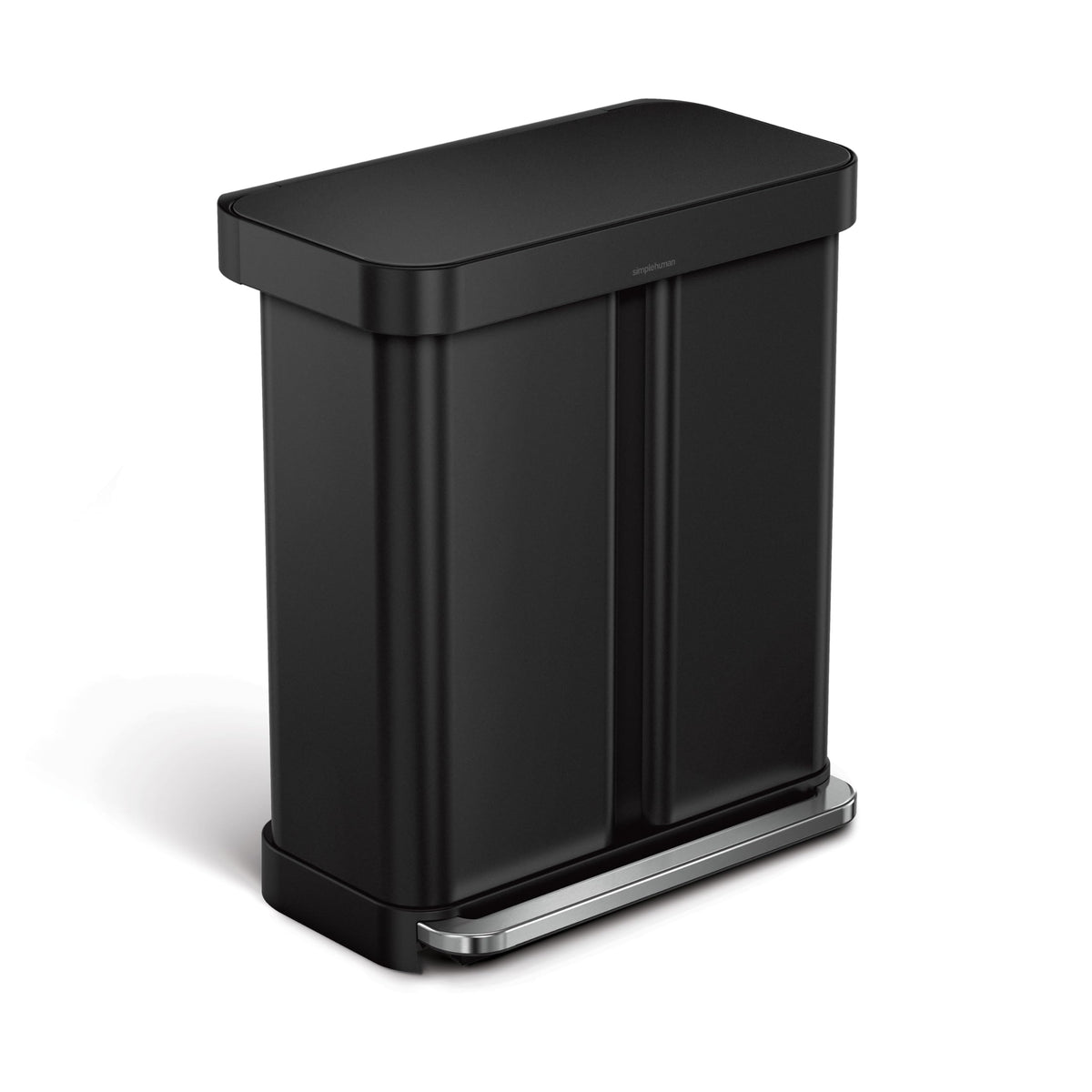 simplehuman 58L liner rim recycler front view for neat waste sorting