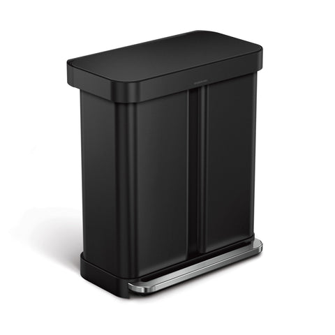 simplehuman 58L liner rim recycler front view for neat waste sorting