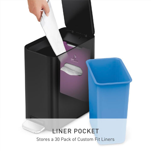 simplehuman 5L Slim inner bucket is removable for easy liner access and cleaning.