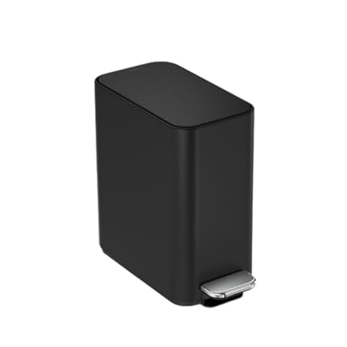 simplehuman 5L Slim bathroom trash can with soft-close lid for quiet, space-saving waste disposal.